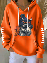 Women's Football Print Casual Hoodie