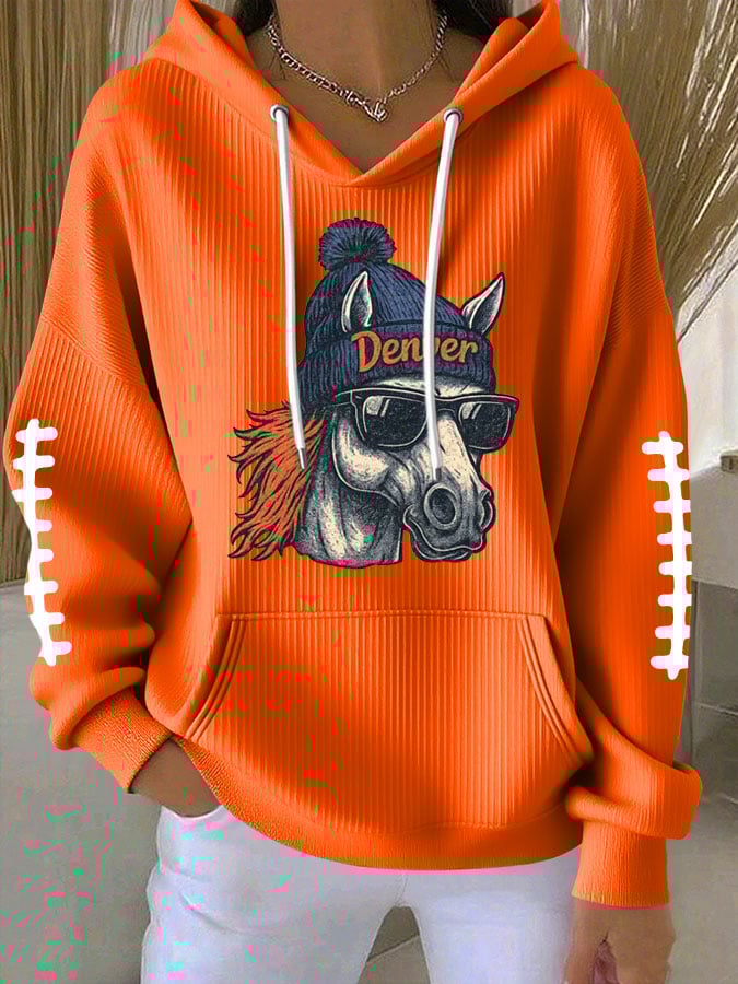 Women's Football Print Casual Hoodie