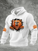 Men's Football Print Checkered Hooded Sweatshirt