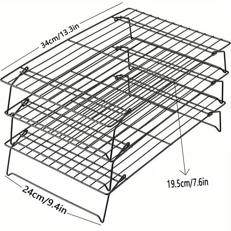 3-Tier Foldable Cooling Rack, Cake Tool, Baking Accessory, Cookie and Cake Drying Stand