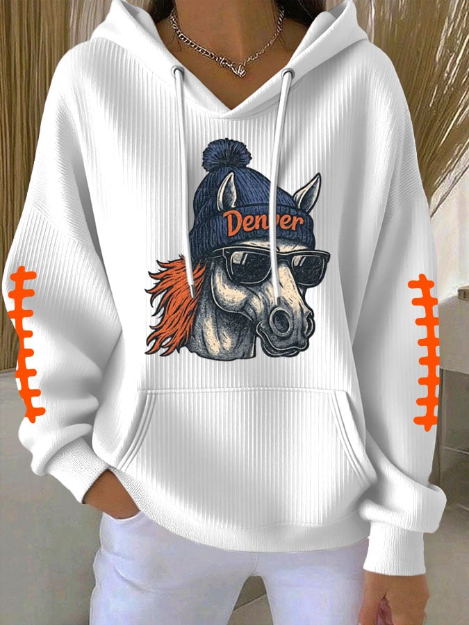 Women's Football Print Casual Hoodie