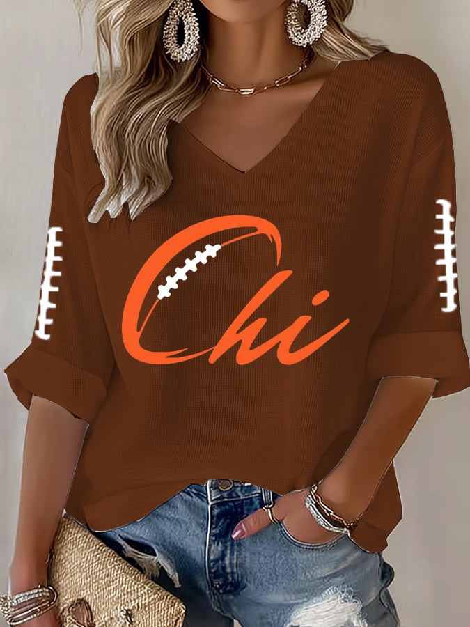 Women's Football print waffle T-shirt