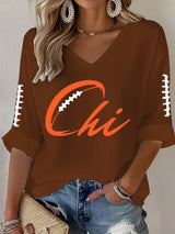 Women's Football print waffle T-shirt