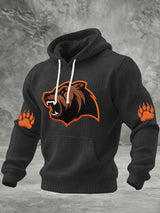 Men's Print Checkered Fabric Hooded Sweatshirt