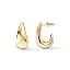 14K Gold Plated 925 Sterling Silver Post Statement Huggie Earrings