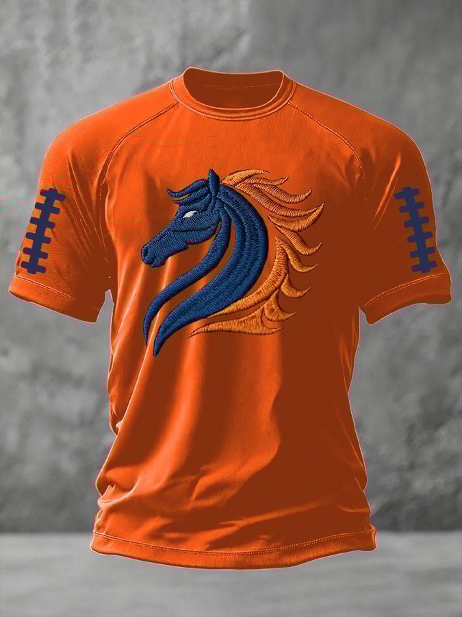 Men's rugby print short-sleeved T-shirt