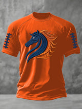 Men's rugby print short-sleeved T-shirt