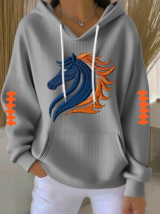 Women's Football Print Casual Hoodie