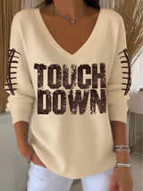 Women's Autumn Touchdown Printed Casual Top