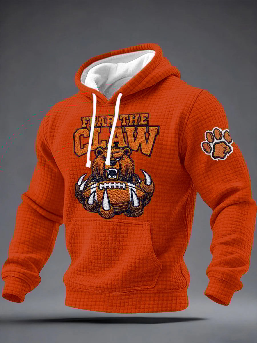Men's Retro Fear The Claw Print Hoodie