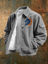 Men's rugby print corduroy casual jacket