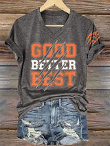 V-Neck Retro Good Better Best Print T-Shirt