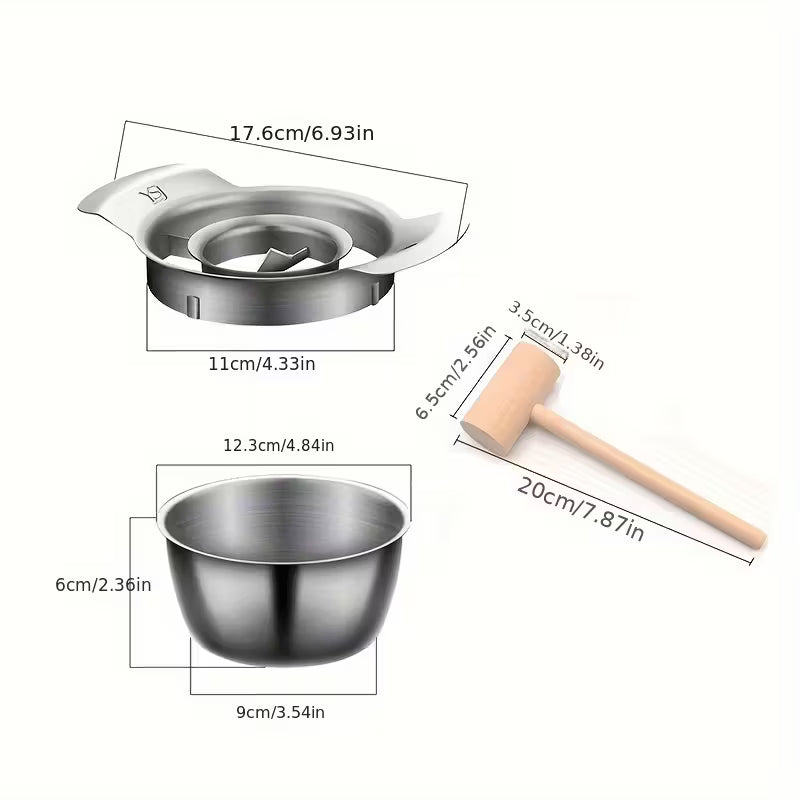 3-in-1 Pomegranate Peeling Tool with Hammer - Heavy-Duty 304 Stainless Steel Meat Picker, Fruit Opening Knife & Separator - Manual Pomegranate Picker for Home