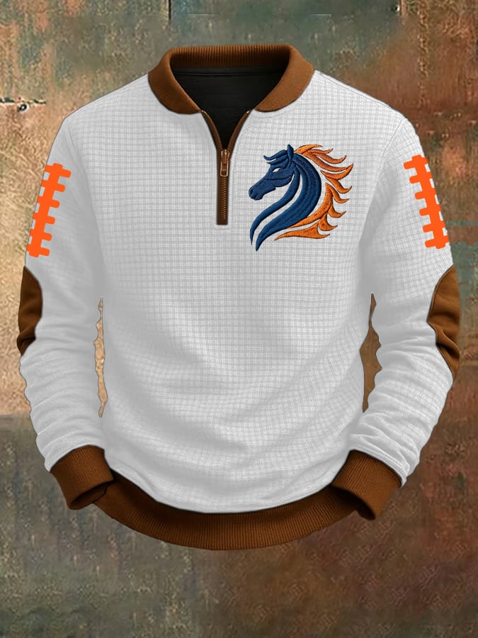 Men's rugby print jacquard zip-up sweatshirt