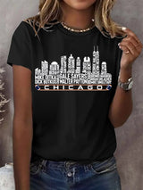 Women's Football Print Crew Neck T-Shirt