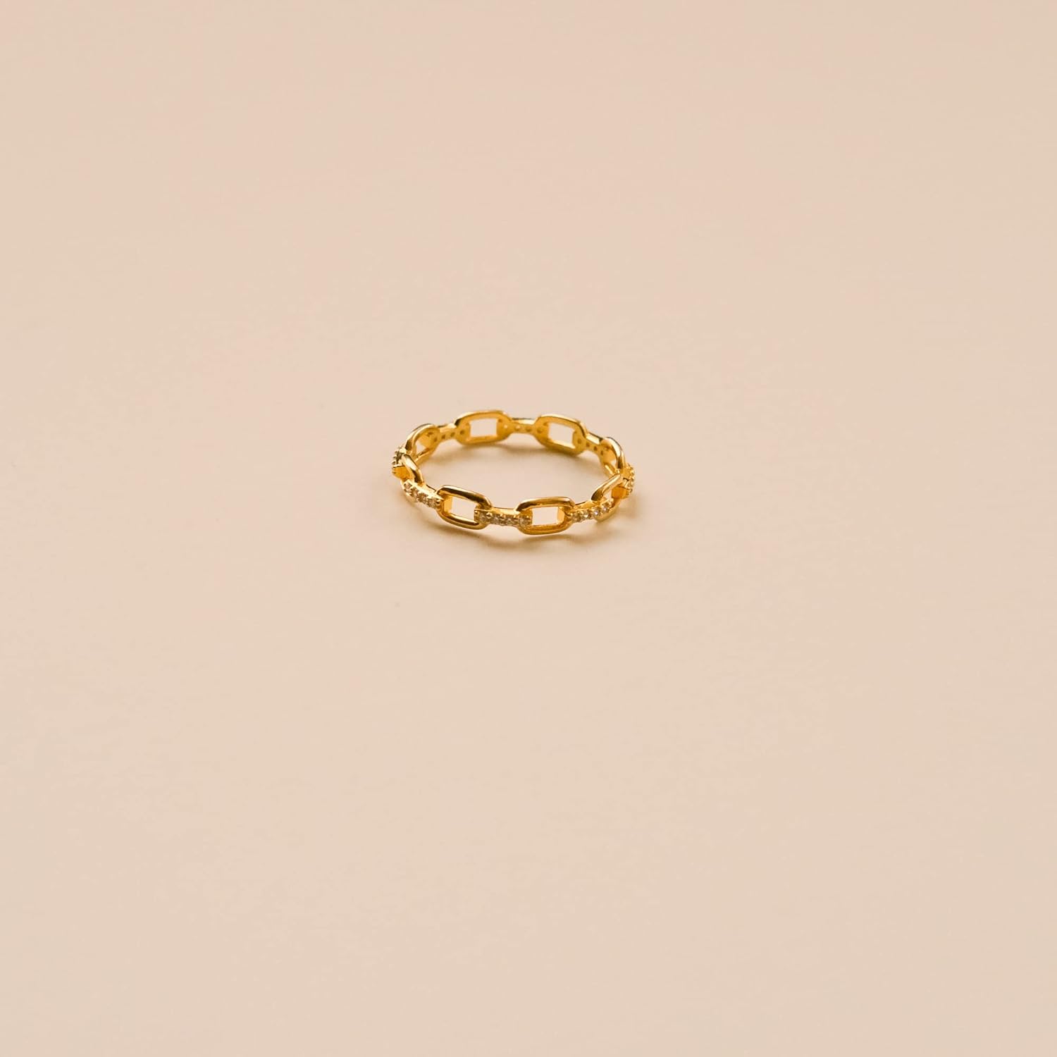 18K Gold Plated Chain Link Statement Ring