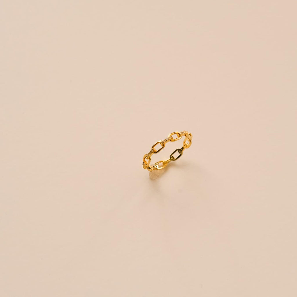 18K Gold Plated Chain Link Statement Ring