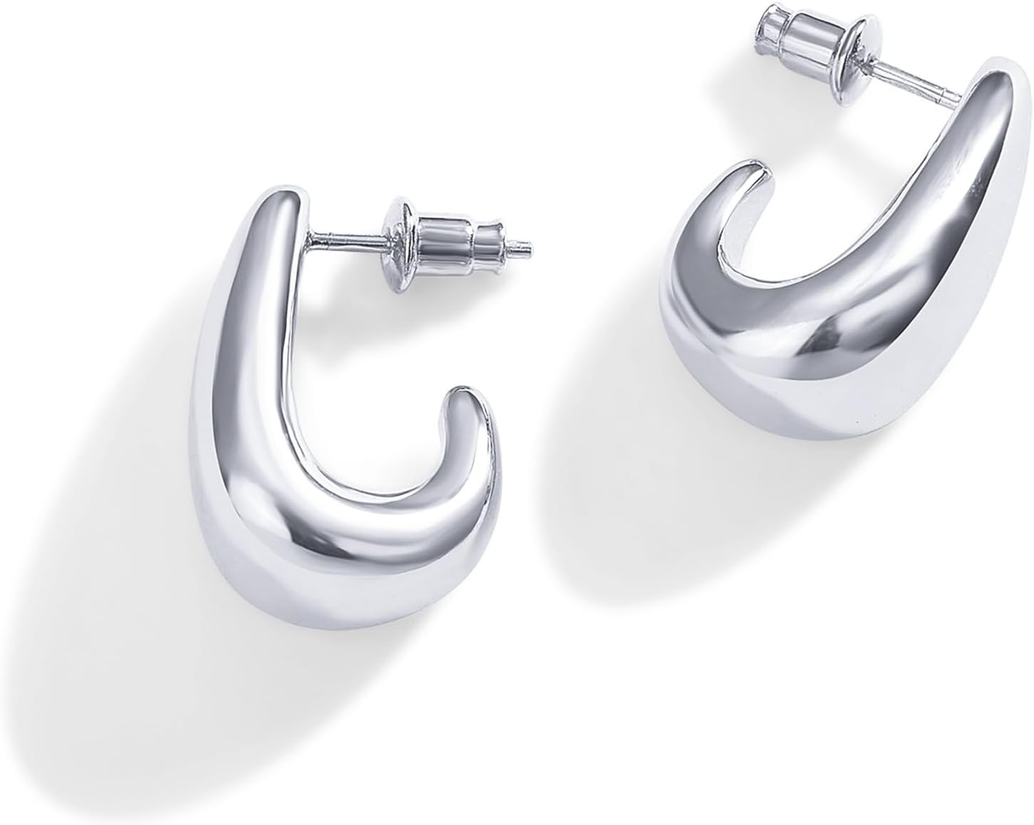 14K Gold Plated 925 Sterling Silver Post Statement Huggie Earrings