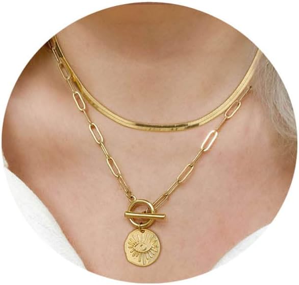 14K Gold Plated Vintage Evil Eye Queen Elizabeth