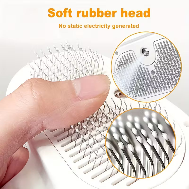 1pc Pet Spray Deshedding Brush, 3-in-1 Steam Pet Brush, One-Click Deshedding Self-Cleaning Cat and Dog Brush, Anti-Static Flying Hair Pet Grooming Brush, Stainless Steel Needle Brush, USB Charging, Suitable for Long and Short Hair Cats and Dogs