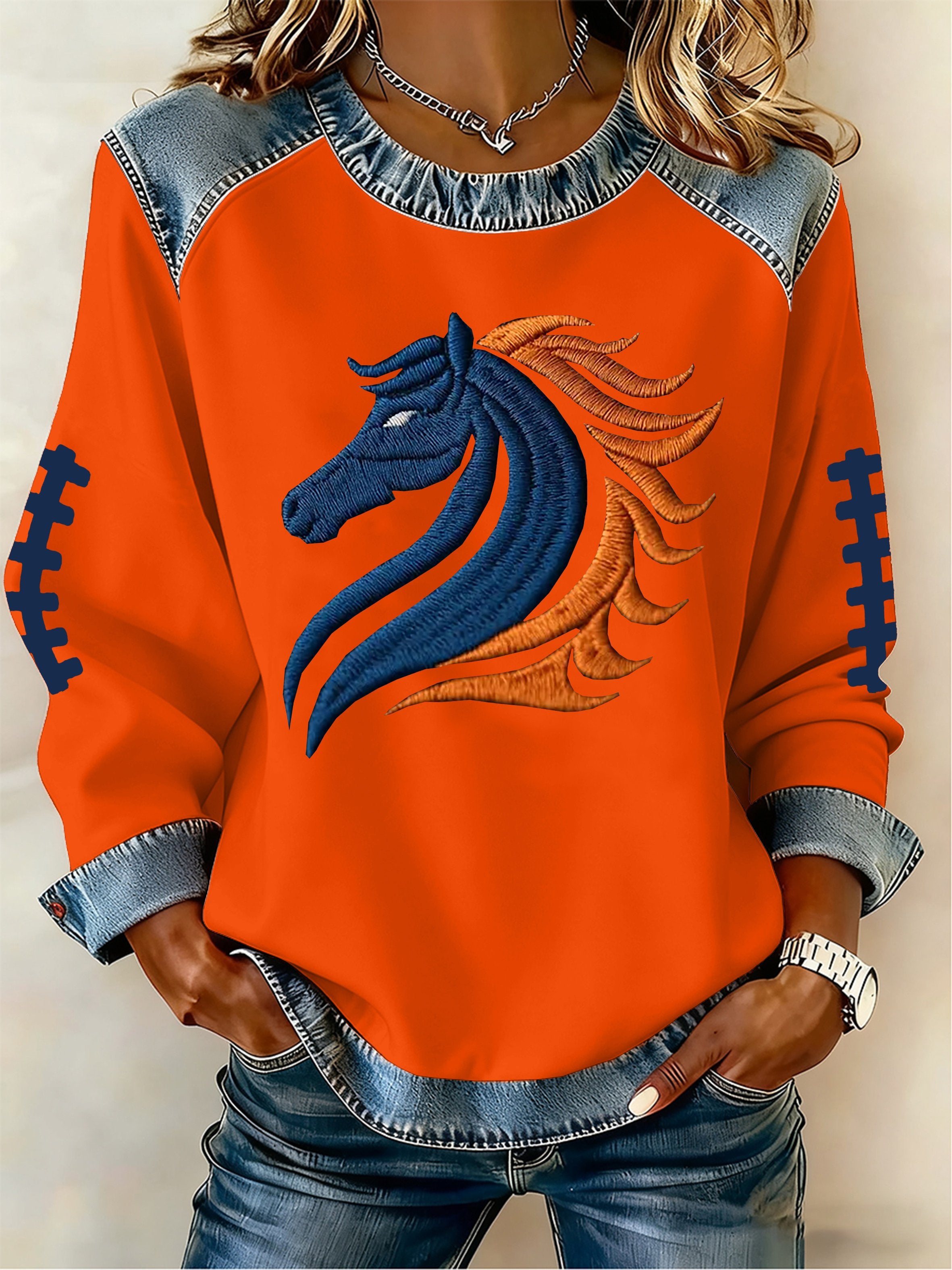 Women's Football Print Sweatshirt