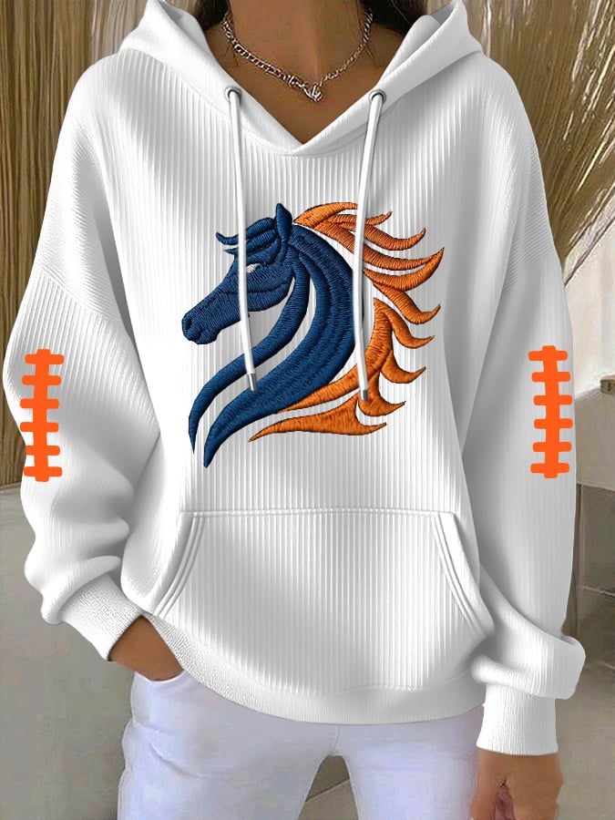 Women's Football Print Casual Hoodie