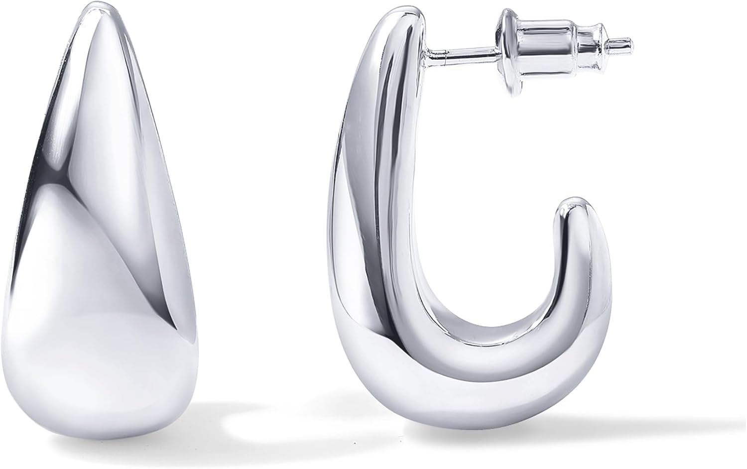 14K Gold Plated 925 Sterling Silver Post Statement Huggie Earrings