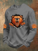 Men's Football Print Waffle Fabric Long-Sleeve T-Shirt