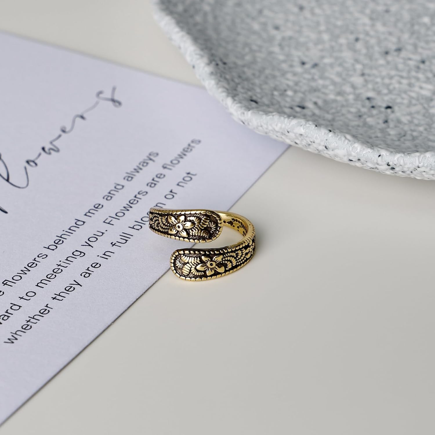 14K Gold Plated and Silver Spoon Ring