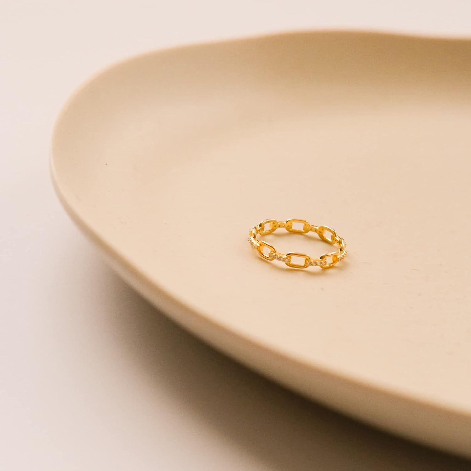 18K Gold Plated Chain Link Statement Ring