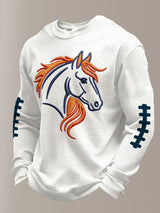 Men's Football Waffle Fabric Long-sleeved T-shirt