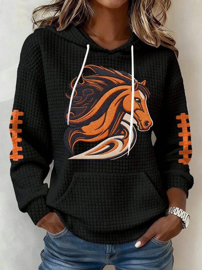 Women's Football Print Hoodie Sweatshirt