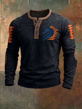 Men's Football Print Henley Top