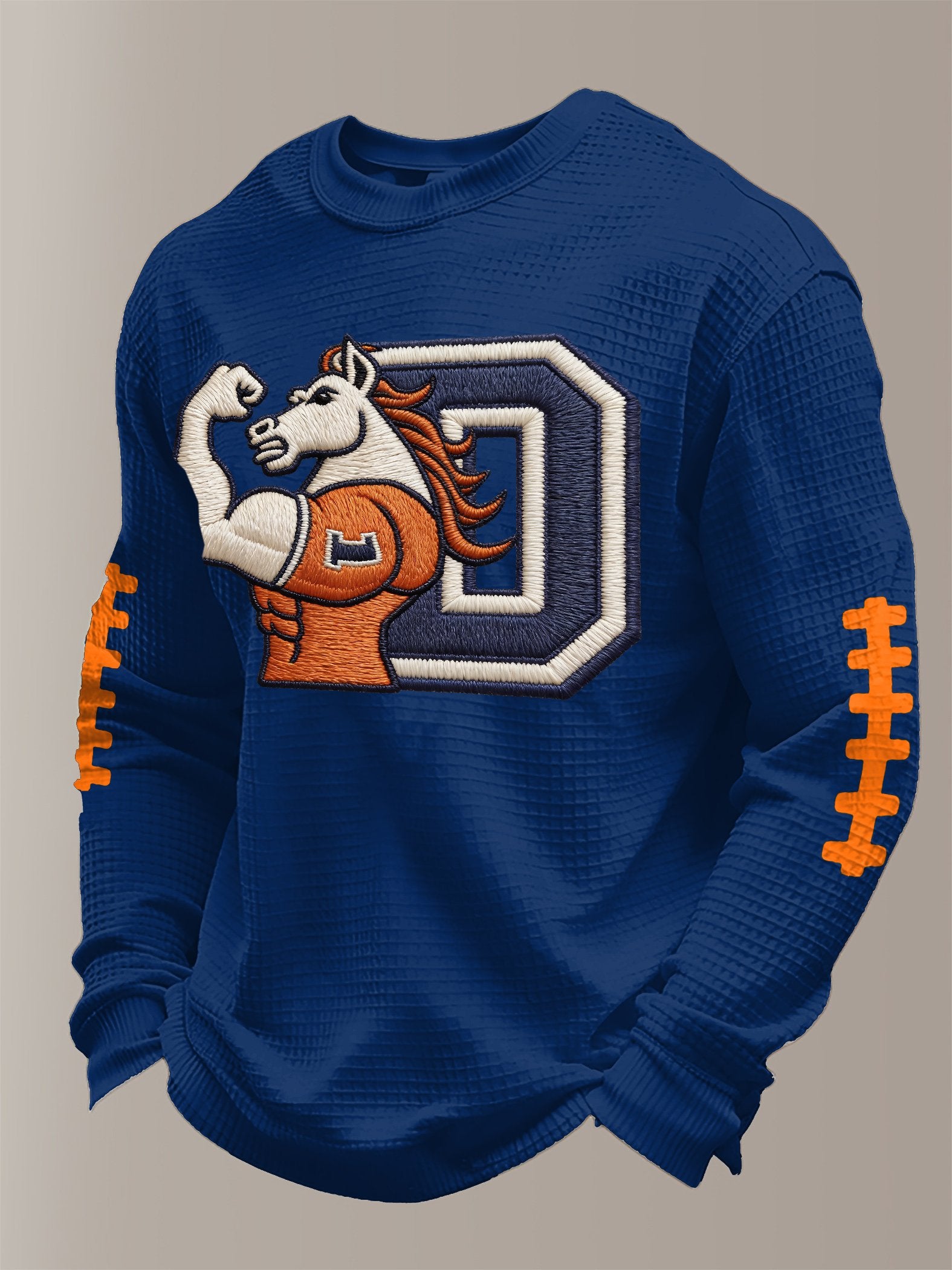 Men's Football Waffle Fabric Long-sleeved T-shirt2