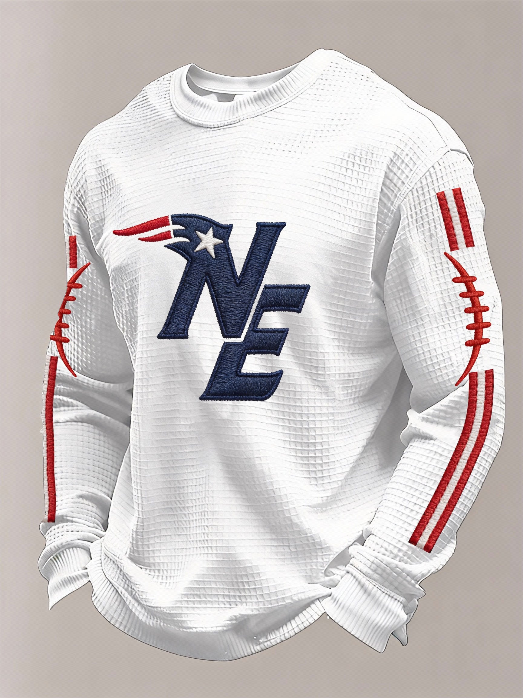 Men’s Football Graphic Waffle Knit Long Sleeve Crewneck  Top