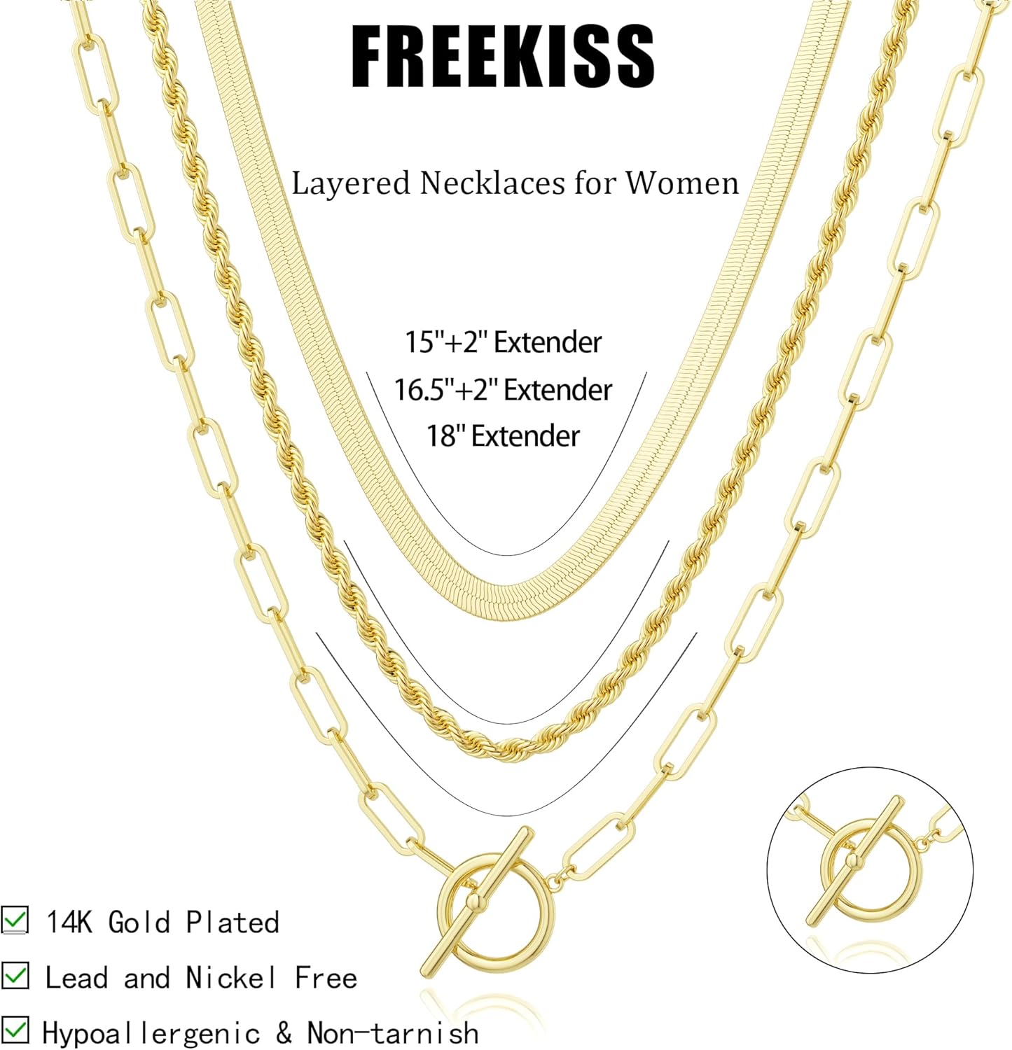 14K Gold Plated Dainty Link Chain Necklaces