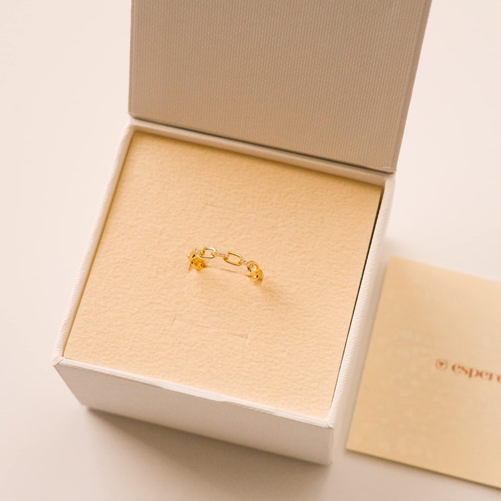 18K Gold Plated Chain Link Statement Ring