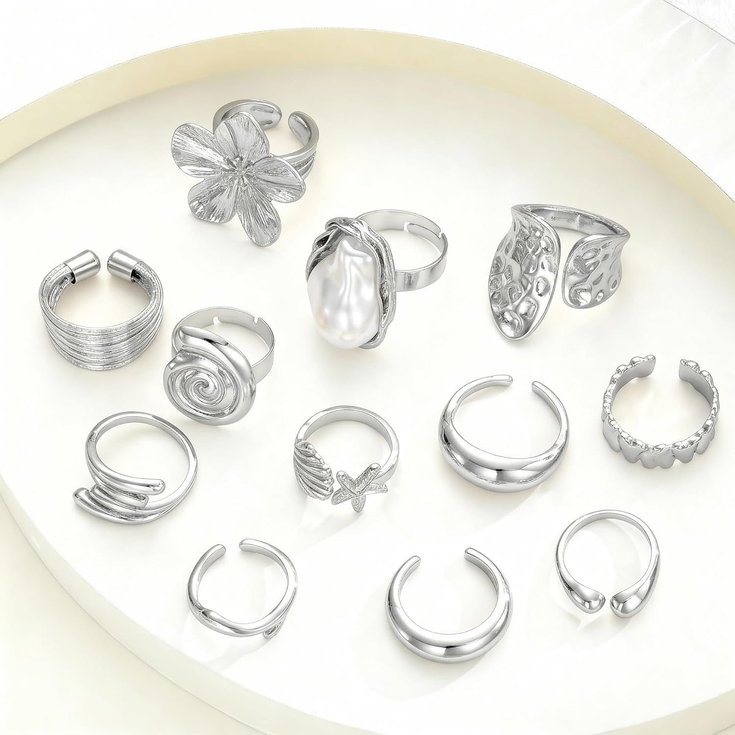 12 PCS Chunky Gold Rings for Women