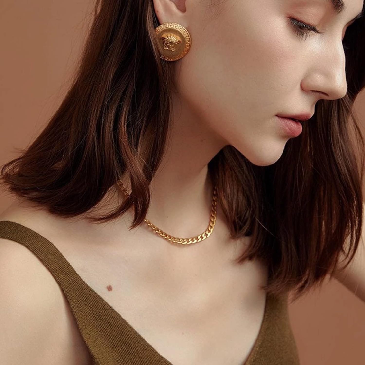 14K Gold Plated Vintage Evil Eye Queen Elizabeth