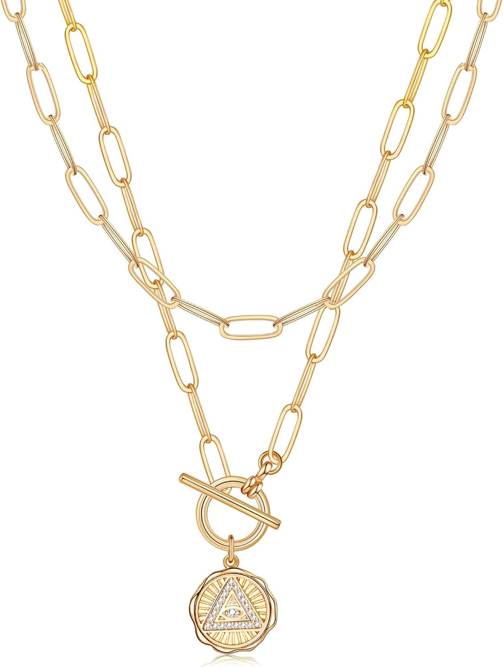 14K Gold Plated Vintage Evil Eye Queen Elizabeth