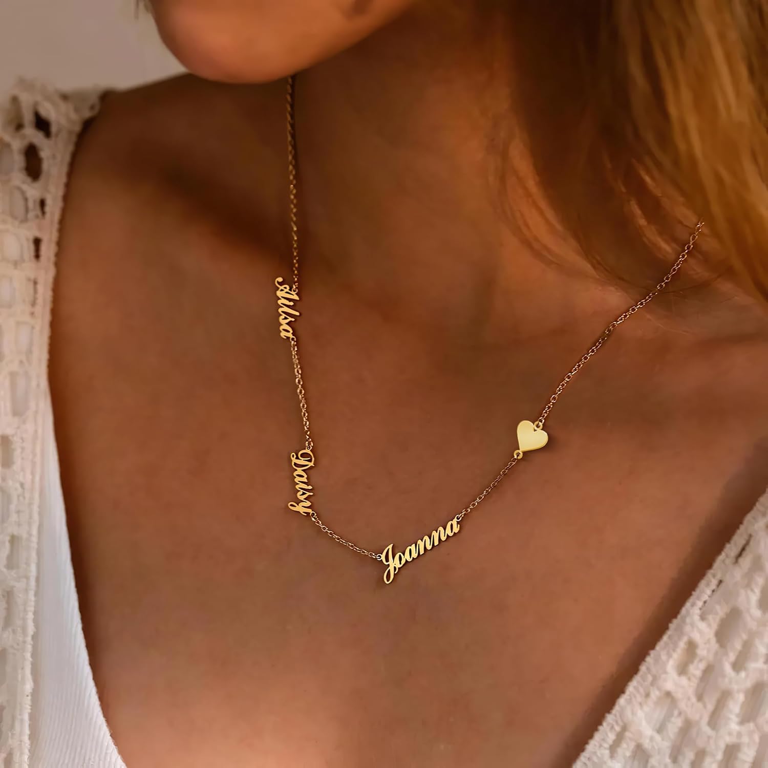 18K Gold-Plated Family Necklace Personalized with Heart