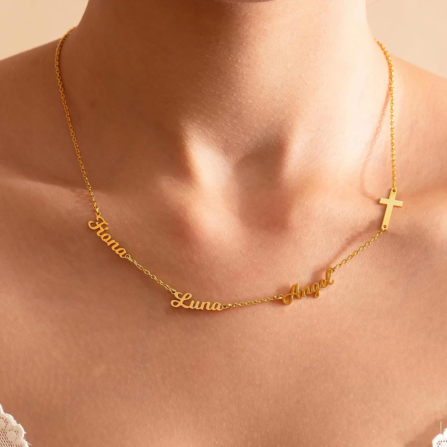 18K Gold-Plated Family Necklace Personalized with Heart