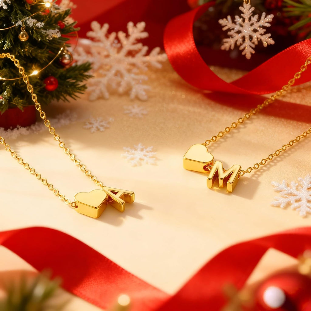 14K-Gold-Plated Heart Initial Bracelets for Women Girl Dainty Gold