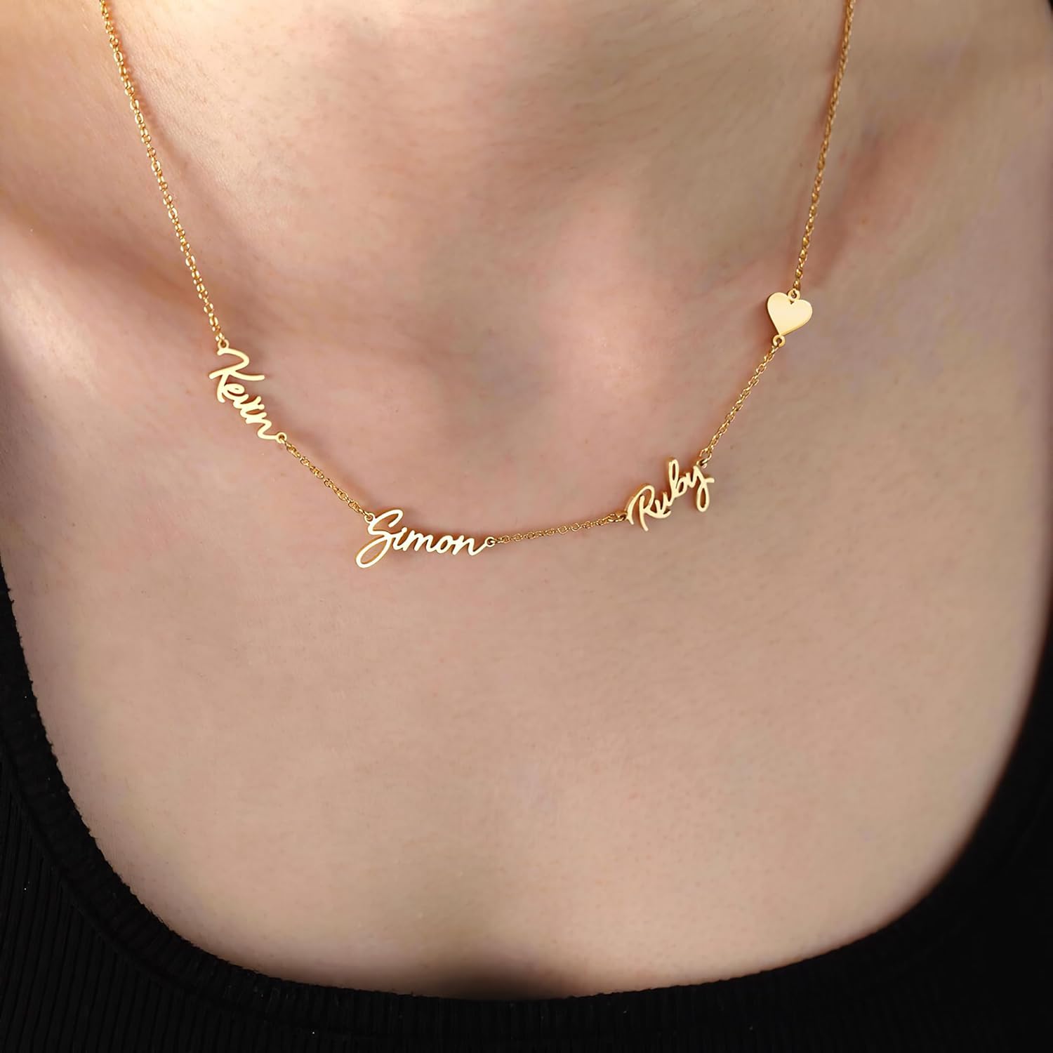 18K Gold-Plated Family Necklace Personalized with Heart
