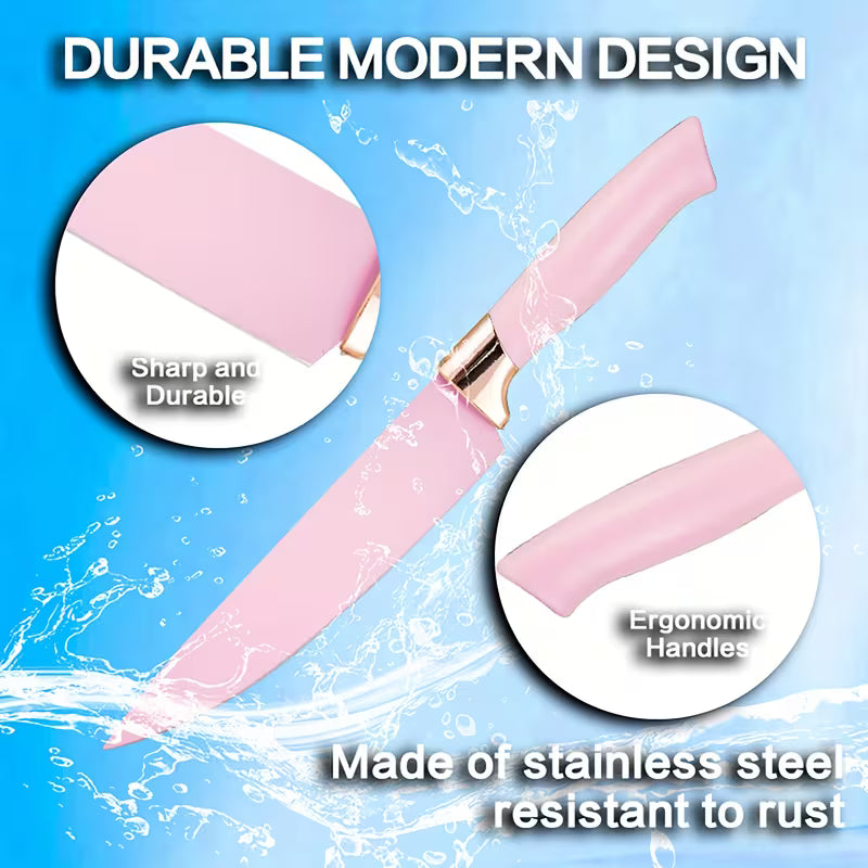 Kitchen Knife Set | 19pcs Premium Silicone Kitchen Utensil & Knife Set - Heat-Resistant, Non-Stick Safe Cooking Tools With Wooden Handles & Chef Knives - Includes Storage Stand | Perfect Gift For Christmas Day, Halloween, Suitable For Home Dormitory