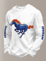 Men's Football Waffle Fabric Long-sleeved T-shirt