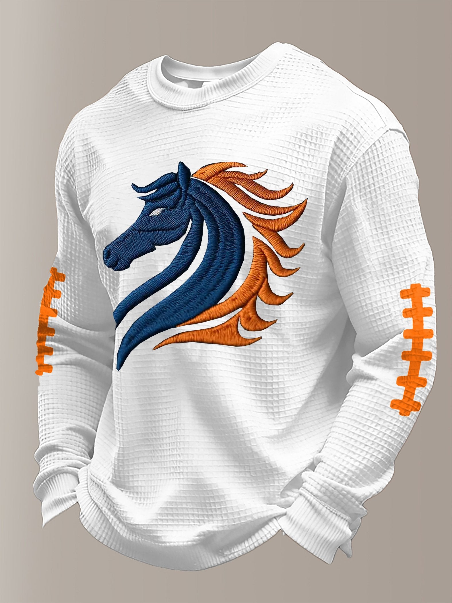 Men's Football Waffle Fabric Long-sleeved T-shirt