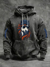 Men's Rugby Print Crew Neck Hoodie