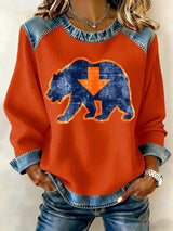 Retro Good Better Best Bear Down Print Sweatshirt