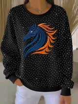 Women's football Print Rhinestone Long-Sleeve Sweatshirt
